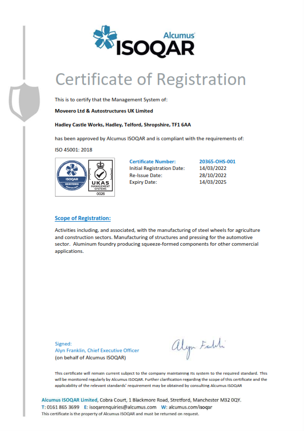 moveero UK ISO45001:2018 Certificate — moveero